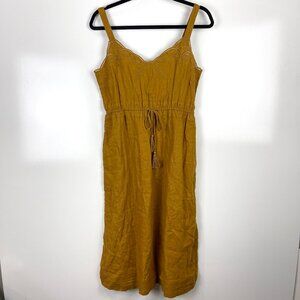 New J.Crew Embroidered Linen Midi Dress Sleeveless Pockets Size 2 Cottagecore